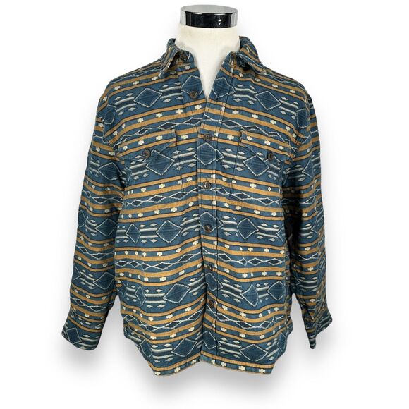 Pendleton Flannel Overshirt Shirt Jacket Shacket Mens XL Aztec Button Up Blue